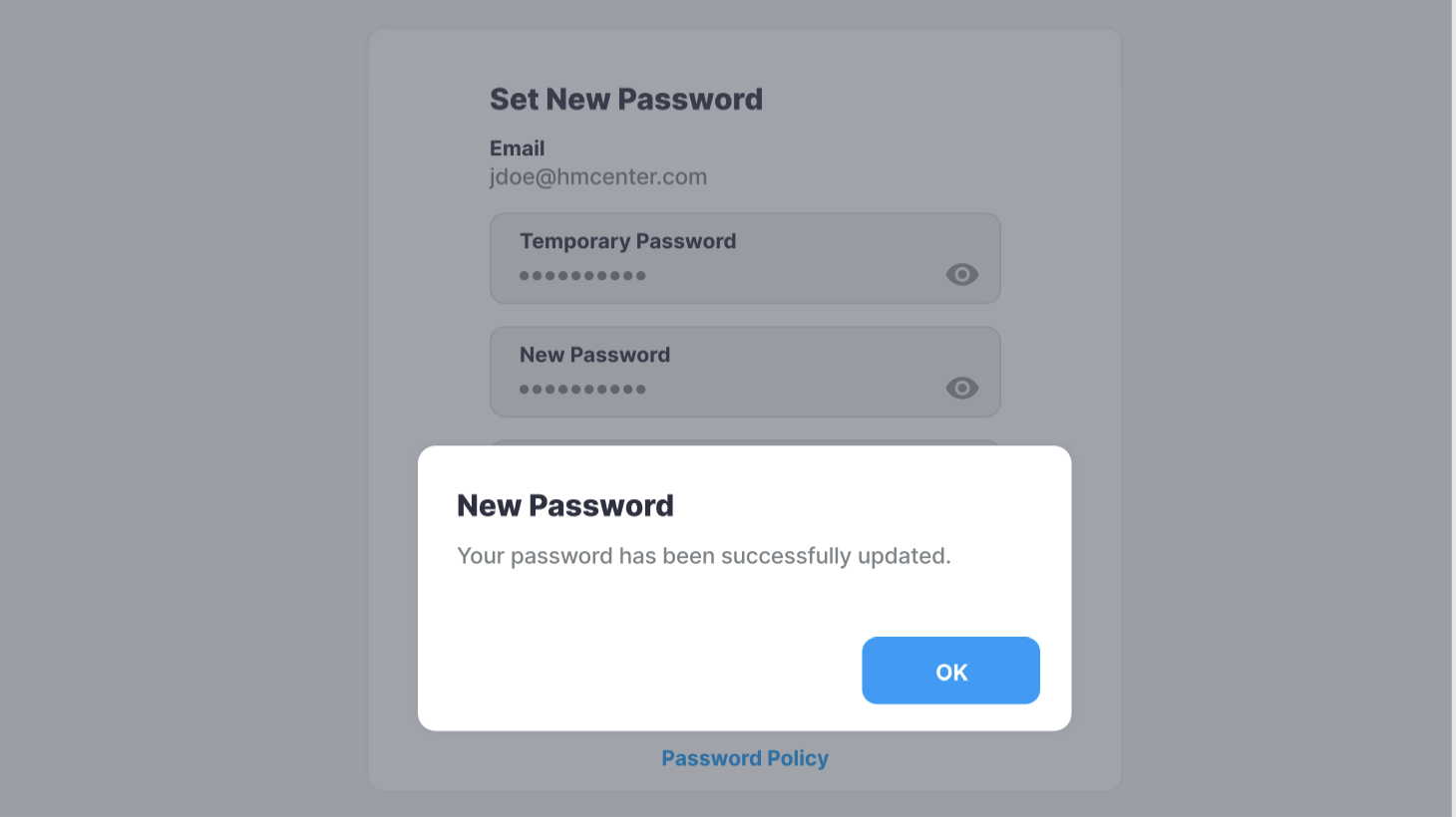 MySOZO Password Confirmation 5.0