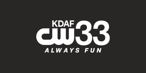 KDAF CW33 logo with bold white 'CW33' and 'KDAF' above, plus the slogan 'ALWAYS FUN' on a dark background.