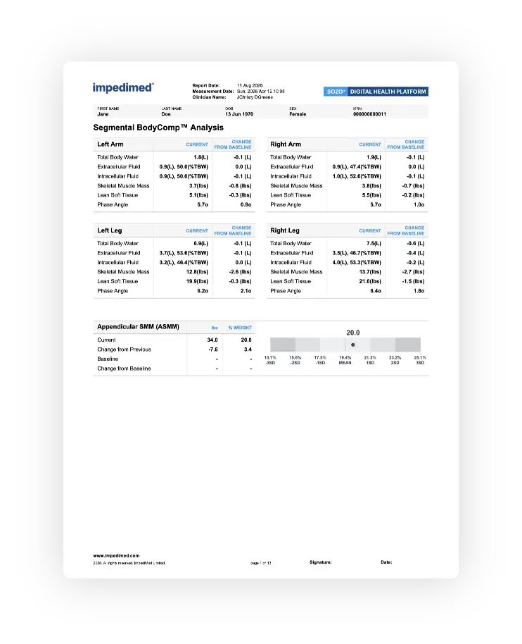 Example of a segmental analysis report